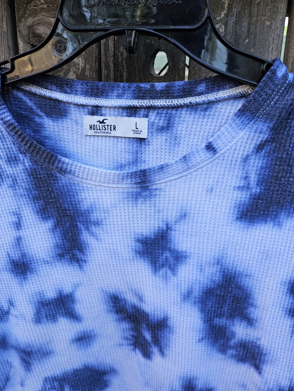 Hollister Blue Tie-Dye Waffle Short Sleeve Tee Size L - Picture 8 of 16